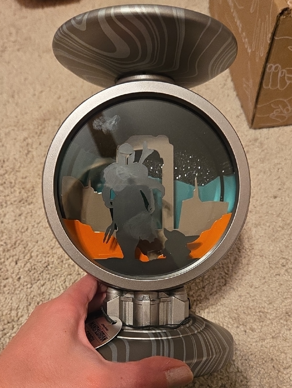 Decorative Gray and Orange Star Wars Themed Display Lamp -